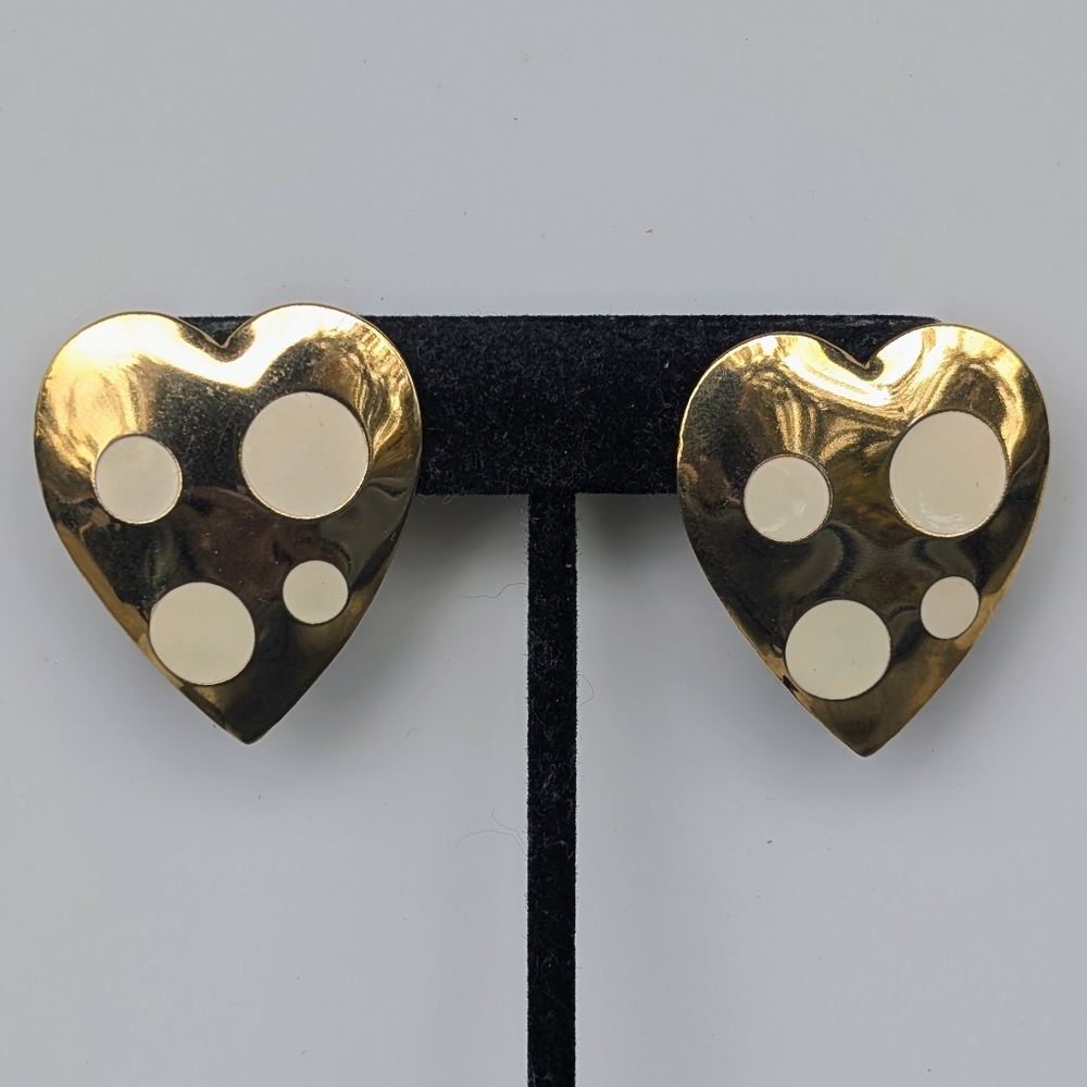 Brass Heart Earring With Dots